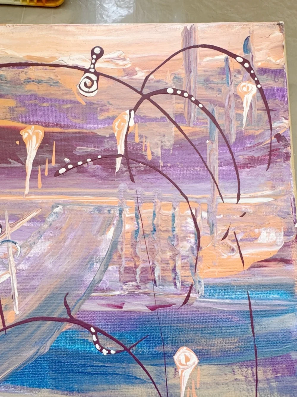 Signed Ing Donaville Modern Abstract Heart Acrylic Painting 20x16 Wall Decor